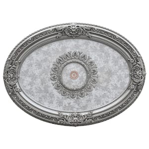 43 in. x 2.50 in. x 31.50 in. Antique Silver Petite Oval Polysterene Ceiling Medallion Moulding