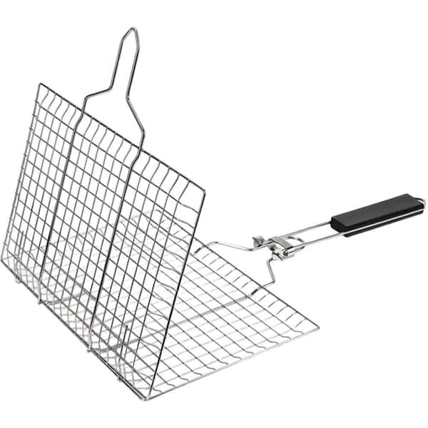 Grill Basket with Shallow, Fish, and Removable Handle for Outdoor Grilling and Fish Fillets (1-Pack)