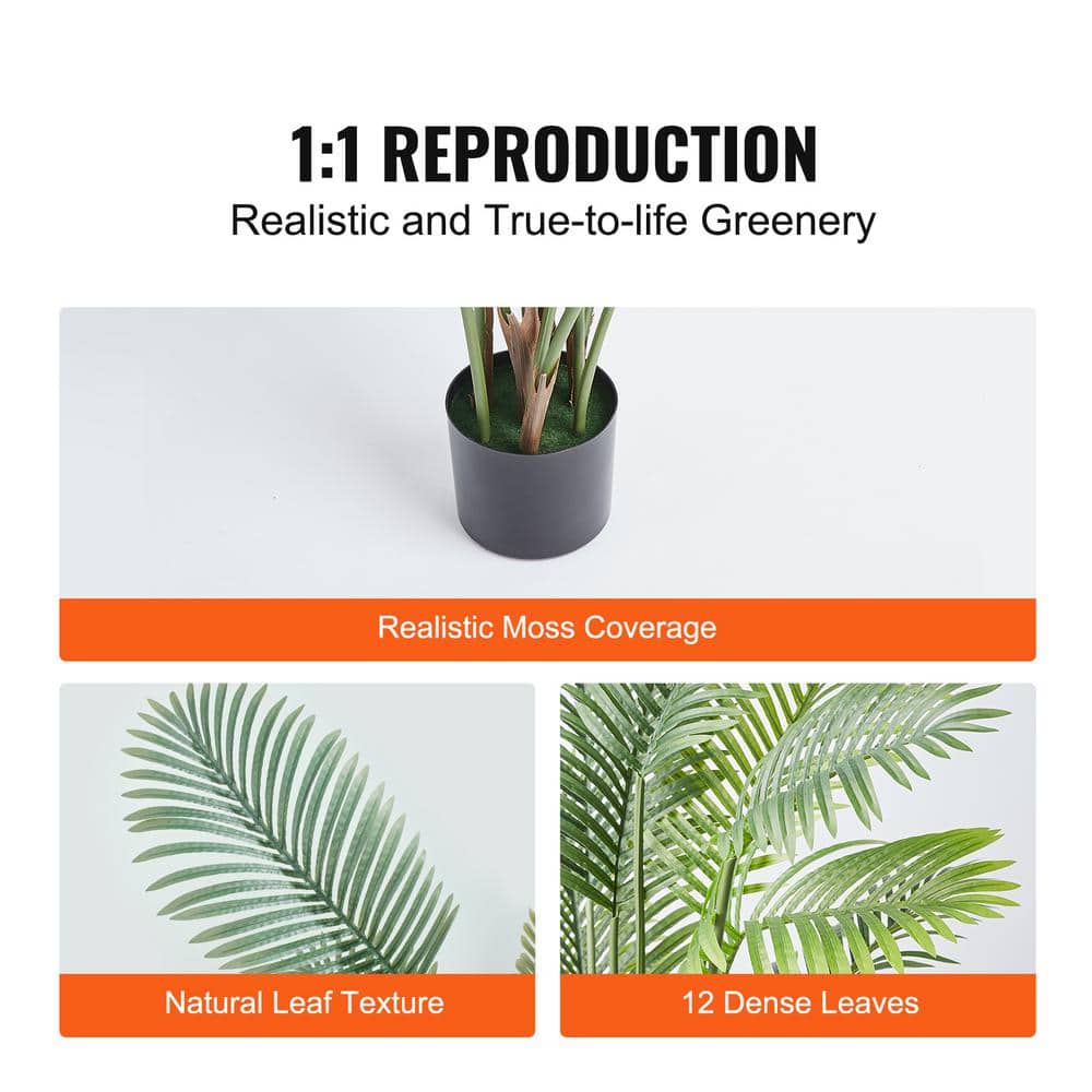 5-Foot Green Plastic Potted Palm Floor Plant for Outdoor