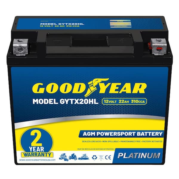 GYTX20HL-12-Volt 22 AH, 310 CCA, Rechargeable High-Performance, Maintenance Free, SLA-AGM Battery