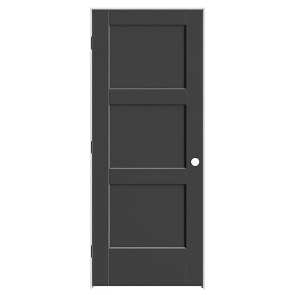 Calden 32 in. x 80 in. 3P Right-Hand Inswing Solid Core Black Composite Single Prehung Interior Door with Black Hinge