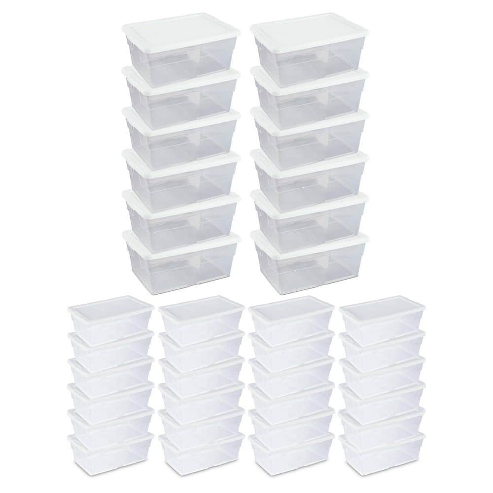 Sterilite 16 Qt Plastic Storage Tote In Clear 12 Pack And 6 Qt