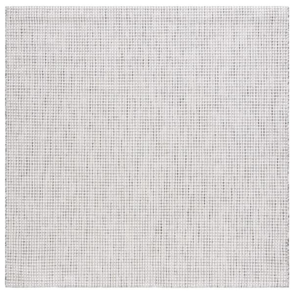 SAFAVIEH Courtyard Ivory/Dark Gray 7 ft. x 7 ft. Woven Geometric Indoor/Outdoor Square Area Rug