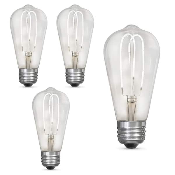 Feit Electric 40-Watt Equivalent ST19 DImmable M Shape Filament Clear Glass E26 Vintage Edison LED Light Bulb, Daylight 5000K (4-Pack)
