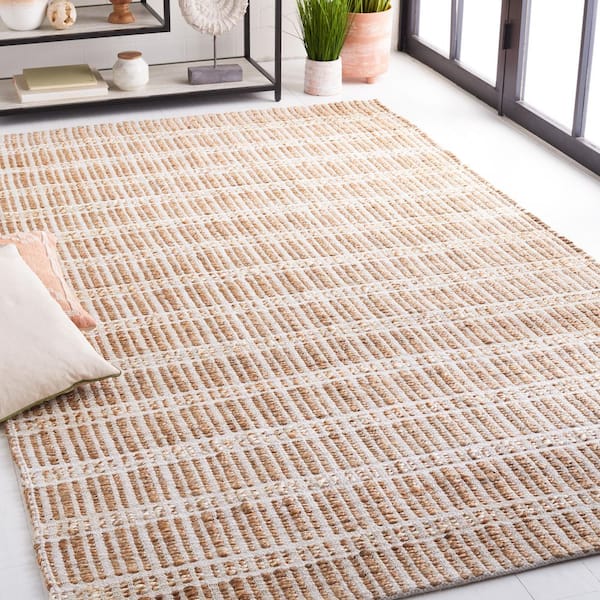 Natural Fiber 9 ft. x 12 ft. Ivory/Natural Striped Woven Area Rug