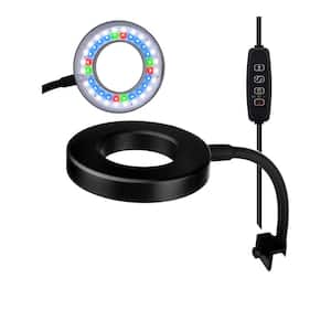 MultiColor Integrated LED Clip-On Aquarium Light Fish Tank with Timer (Dimmable) for Open Terrarium in Black