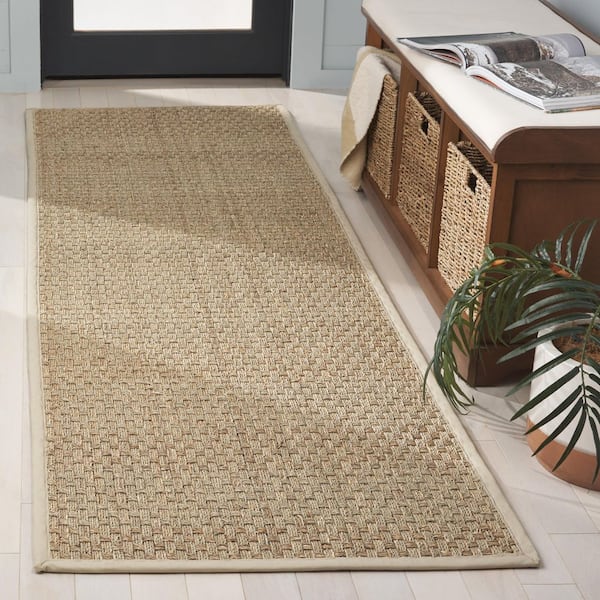 Natural Fiber 3 ft. x 8 ft. Natural/Beige Solid Runner Rug