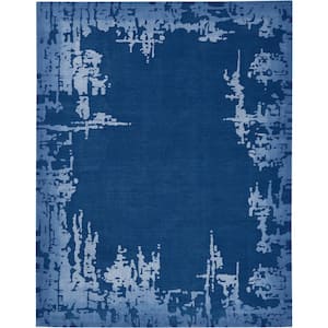 Symmetry Navy Blue 8 ft. x 10 ft. Distressed Contemporary Area Rug
