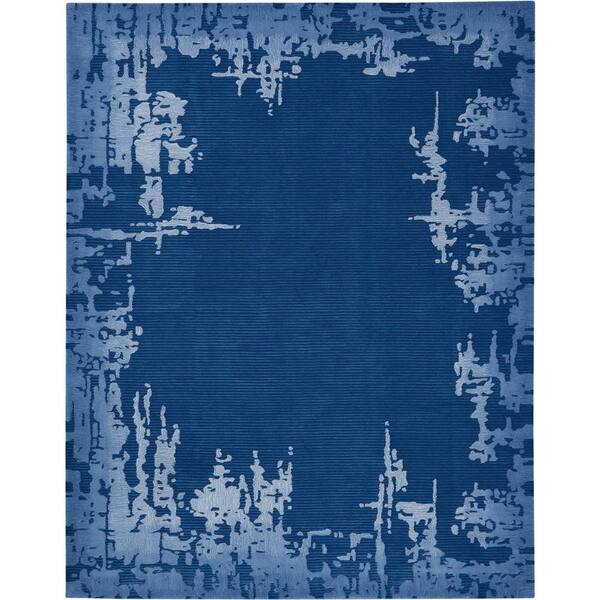 Nourison Symmetry Navy Blue 8 ft. x 10 ft. Distressed Contemporary Area