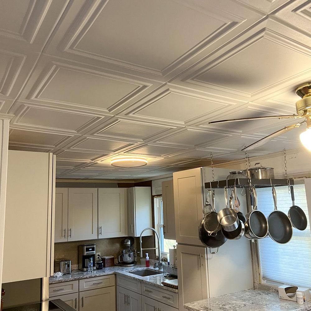 Plain White Square Foam Ceiling Tile for Glue-Up Installation
