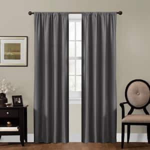 Zenna Home Grey Jacquard Thermal Blackout Curtain - 50 in. W x 84 in. L ...
