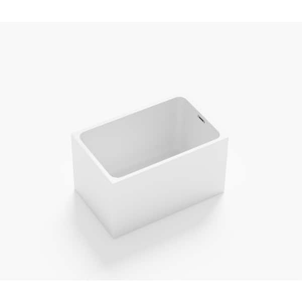 47.2 in. x 27.60 Soaking Bathtub Freestanding Bathtub Spacious Rectangle Shape Chrome Overflow and Pop-Up Drain in White