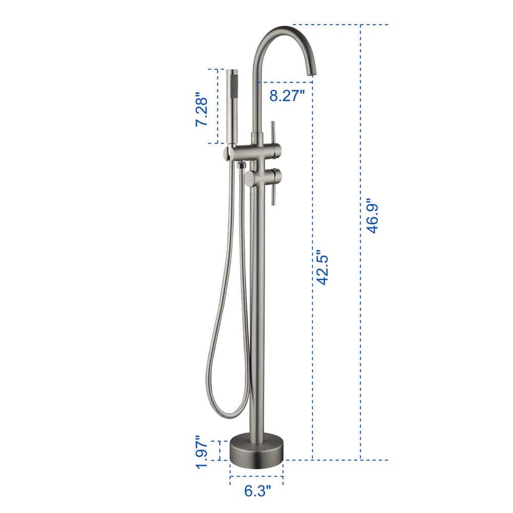 Brushed Nickel Freestanding Tub Filler with Hand Shower