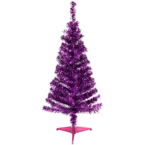 4 ft. Purple Unlit Tinsel Artificial Christmas Tree