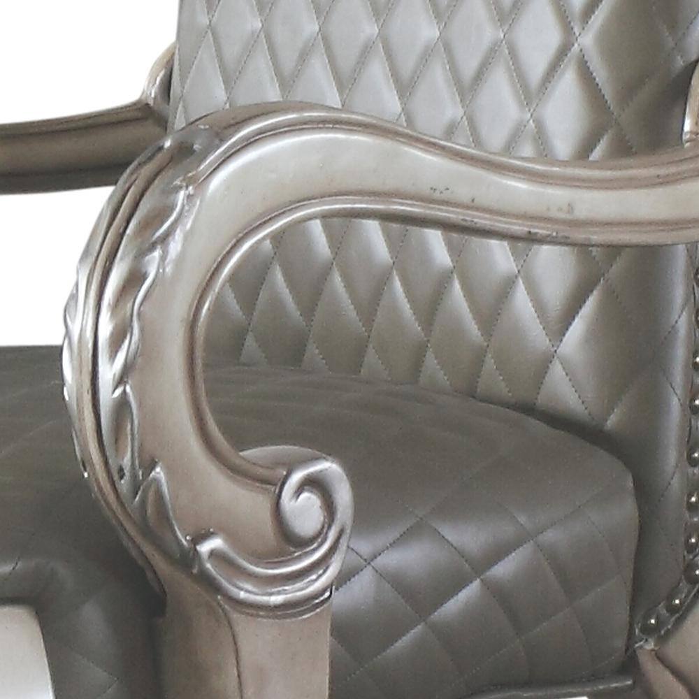 Dresden Vintage Bone White Floral Leather Accent Chair