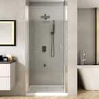 30 to 31-1/4 in. W x 72 in. H Pivot Swing Frameless Shower Door in Chrome with Clear Glass