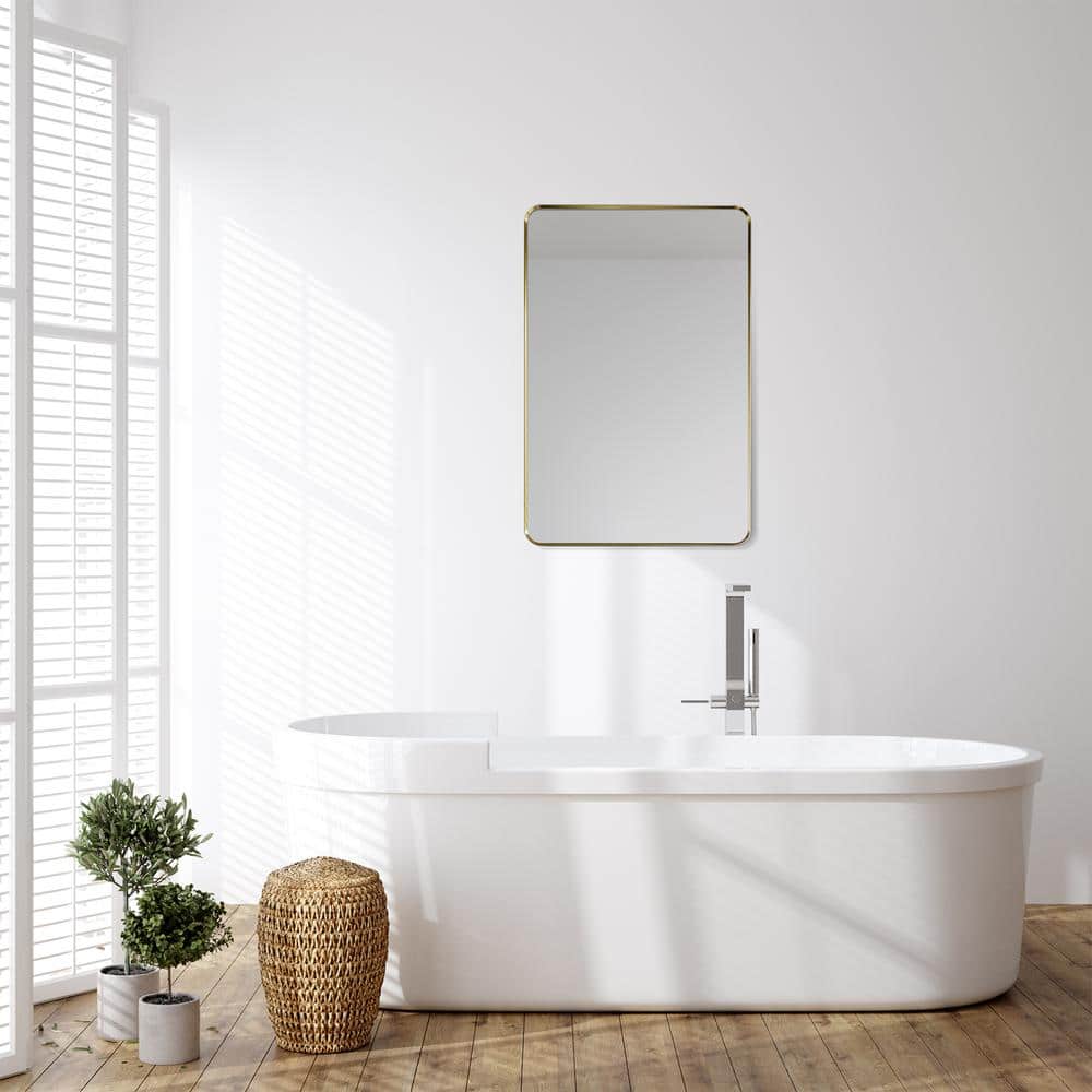 Gold Aluminum Rectangular Bathroom Vanity Mirror