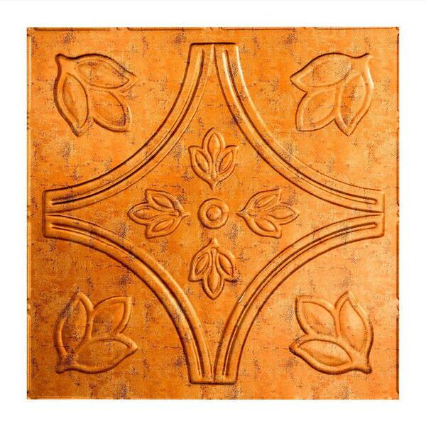 Fasade Traditional Style #5 2 ft. x 2 ft. Vinyl Lay-In Ceiling Tile in Muted Gold