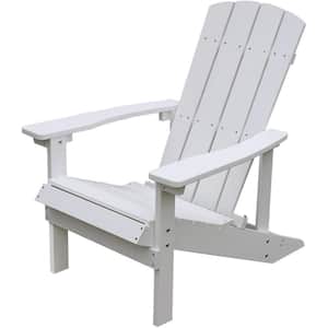 Weather Resistant Hips Plastic Adirondack Chair Lounger, Fire Pit Chairs for Patio Balcony Deck in White