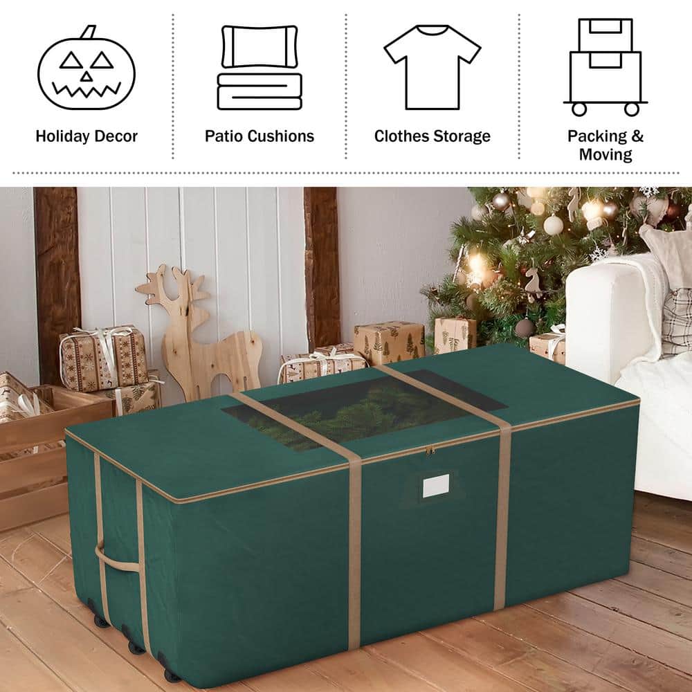 Green Rolling Christmas Tree Storage Bag with Reinforced Handles