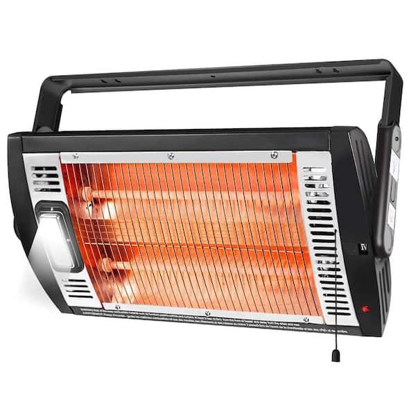120 Volt Electric Garage Heater, Ceiling Mounted Radiant Quartz Heater with LED Work Light for Garage, Shop, Patio