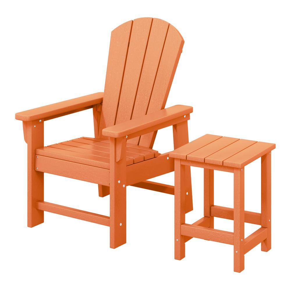 Children's Laguna Outdoor Patio All Weather Plastic Kids 2-Piece Adirondack Chair with Side Table in Orange price history on PriceWatchPro