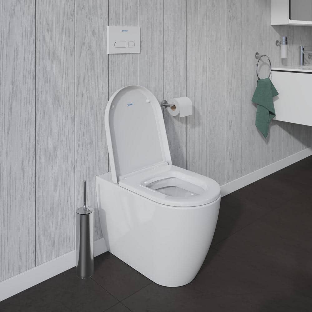 White Vitreous China Elongated One-Piece Dual Flush Toilet