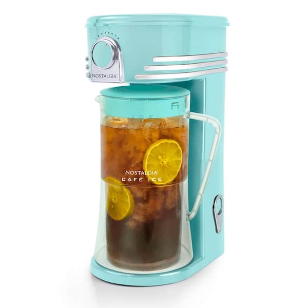 Nostalgia CIT3PLSAQ 12 Cup Ice Brew Tea and Drip Coffee Maker with Plastic Pitcher, Aqua