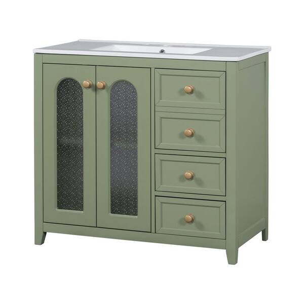 Ximuprmy 36 in. Single Sink Freestanding Vanity Green Bath Vanity