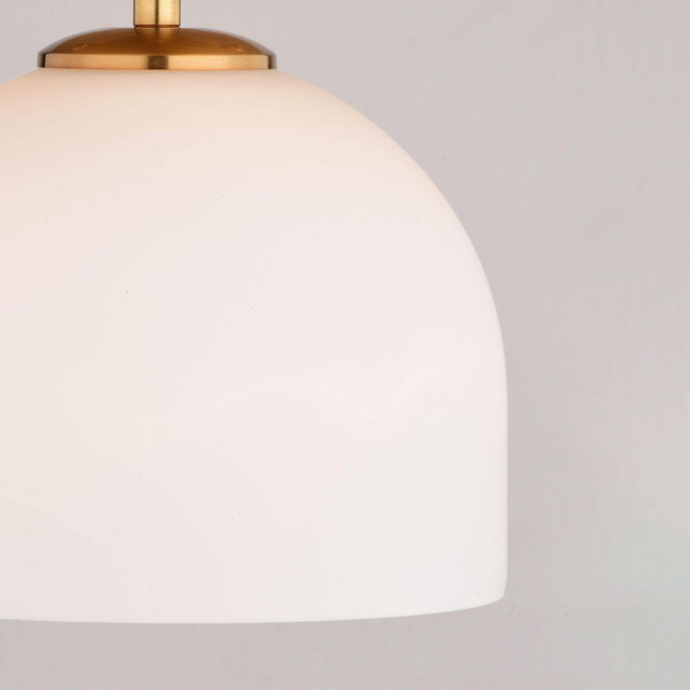 Shelby 9.25-Inch Brass and White Glass Semi-Flush Mount Light
