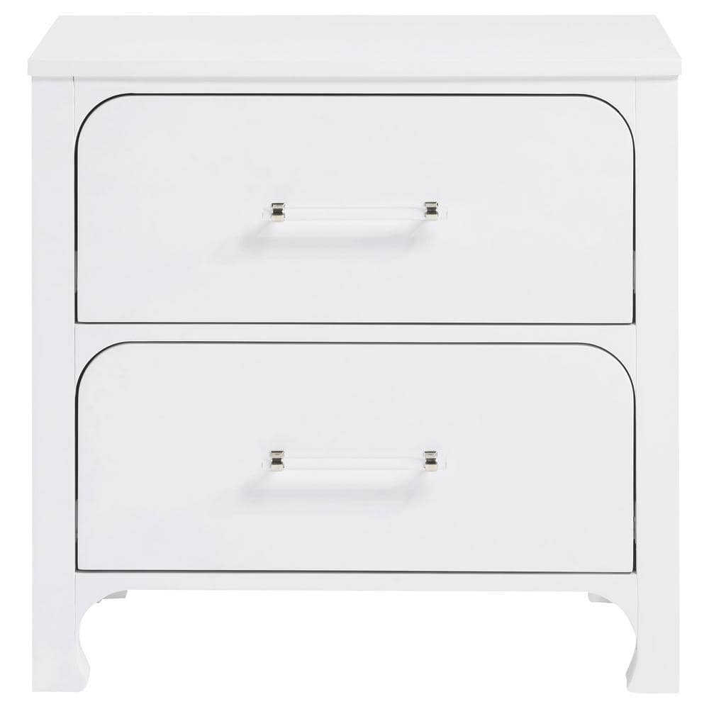 Anastasia Pearl White 2-Drawer Modern Nightstand