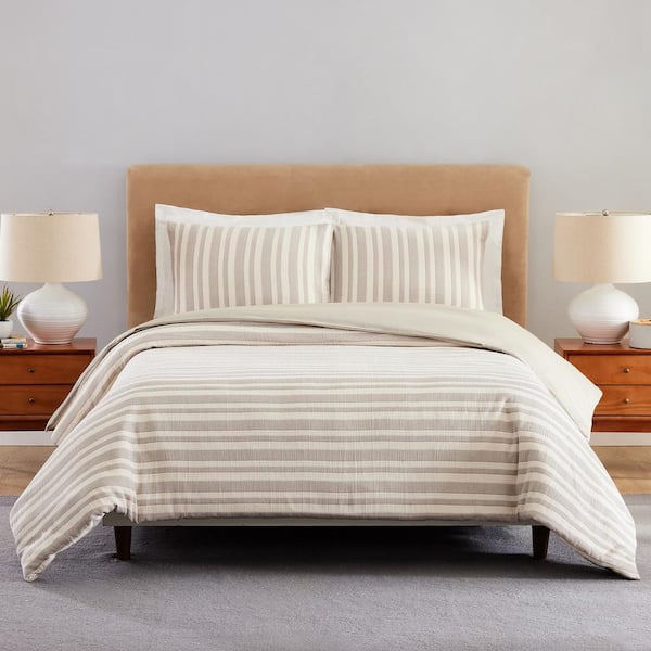 Laurel & Mayfair Liam 3-Piece Gray Cotton Full/Queen Duvet Cover Set