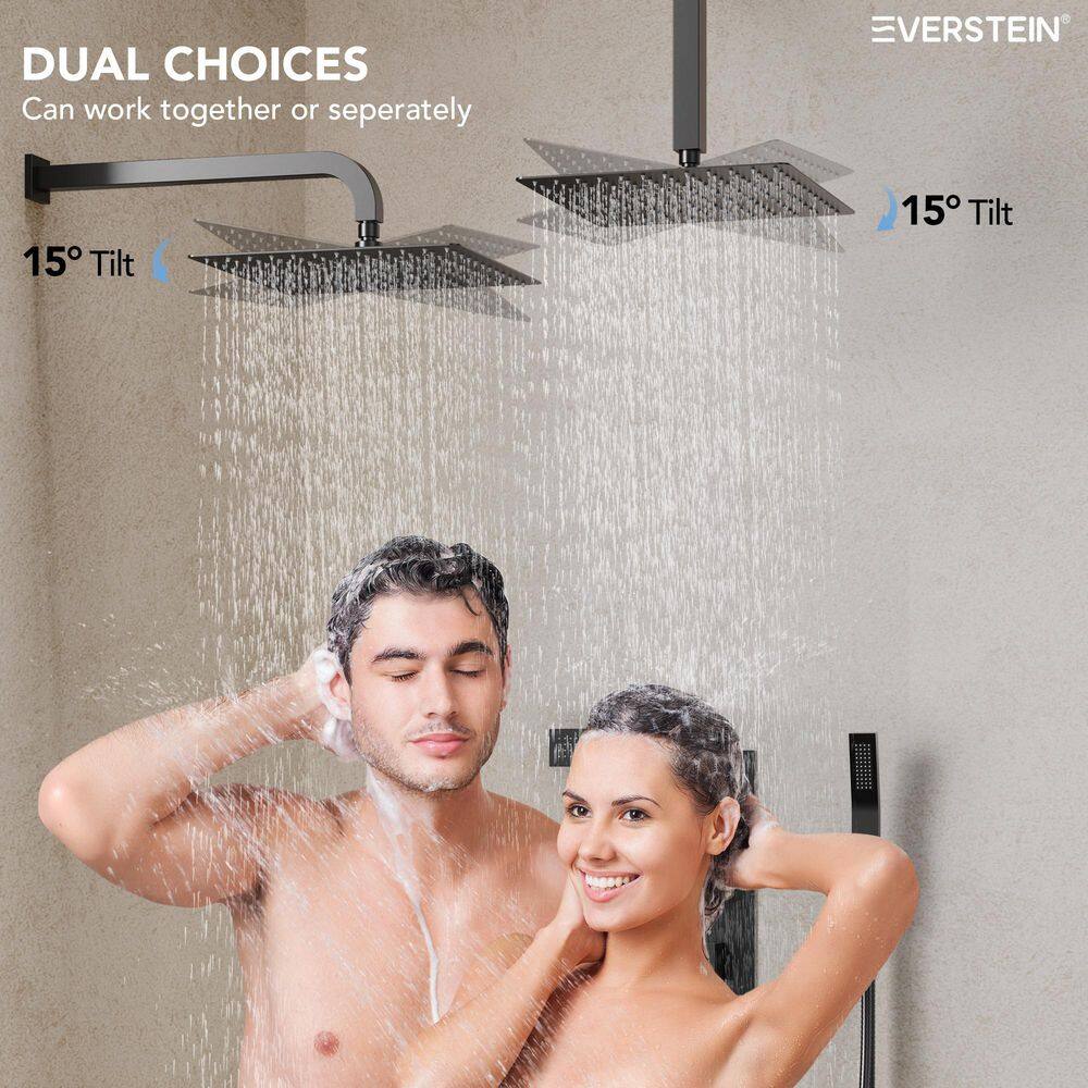 Matte Black Dual Showerheads with Thermostatic Valve