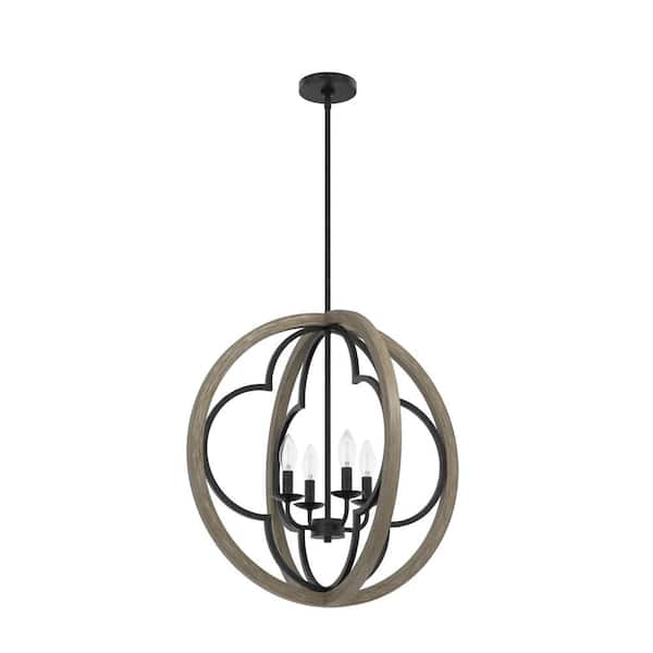 Hunter Gablecrest 4 Light French Oak Geometric Pendant Light Kitchen Light