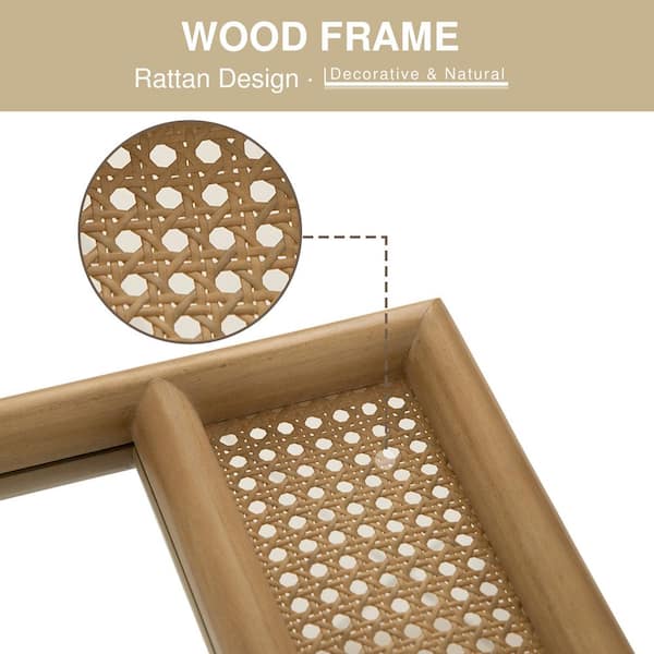 24 in. W x 36 in. H Classic Arched Wood Framed Brown Wall Decorative Mirror