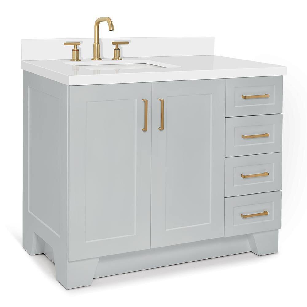 Taylor 43-inch White Quartz Top Gray Single Sink Vanity