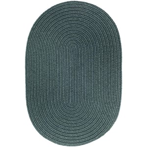 Texturized Solid Teal Poly 2 ft. x 4 ft. Oval Braided Area Rug