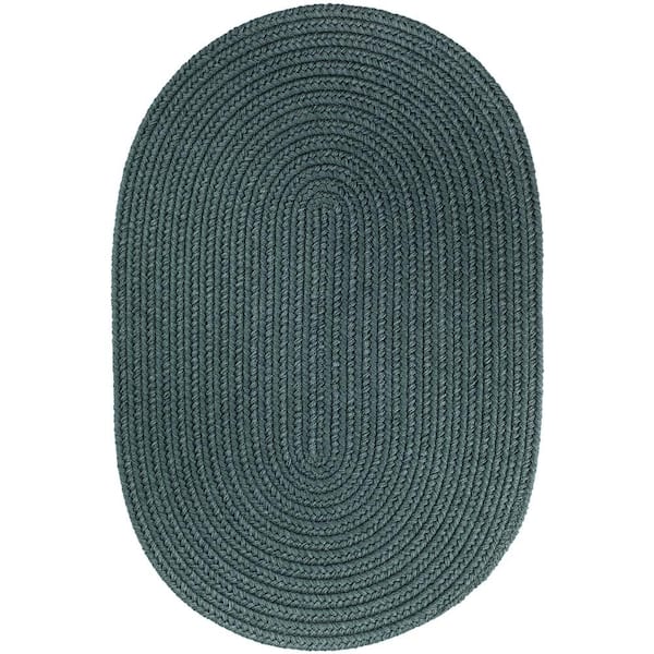 Unbranded Texturized Solid Teal Poly 7 ft. x 9 ft. Oval Braided Area Rug