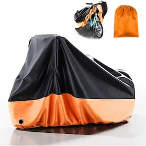 Adult Tricycle Trike Cover 75 in. L x 30 in. W x 44 in. H Lock Hole and Storage Bag, Bicycle Storage Cover, Orange
