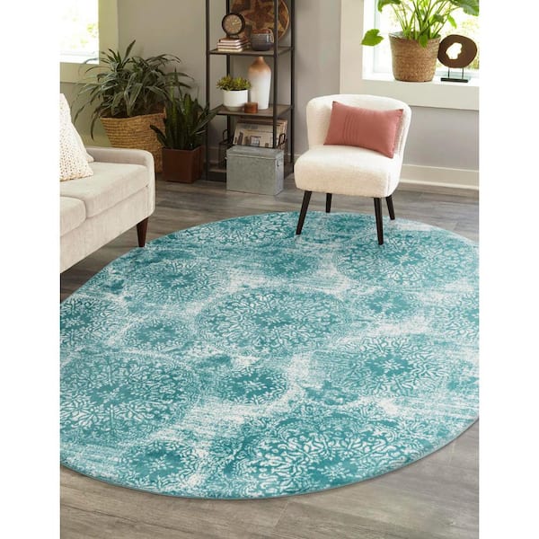 Sofia Grand Turquoise 7 ft. 10 in. x 10 ft. Area Rug
