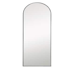 31 in. W x 71 in. H Modern Arched Shape Wood Framed Black Standing Mirror Full Length Wall Mirror Floor Leaning Mirror