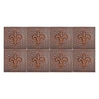 4 in. x 4 in. Hammered Copper Fleur De Lis Decorative Wall Tile in Oil Rubbed Bronze (8-Pack)