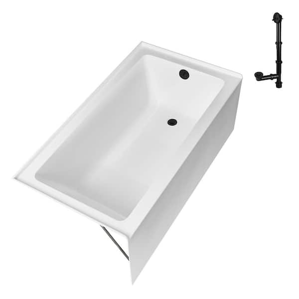 GA-304-10-BL 60 in. x 30 in. Acrylic Soaking Alcove Bathtub in Glossy White with Right-Hand Drain in Matte Black