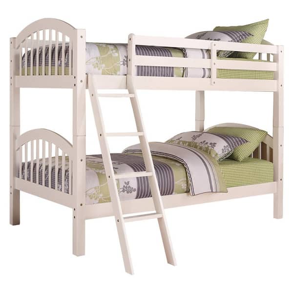 Signature Home Finish White Material Wood Twin Size Convertible Bunk Bed Dimensions: 83 in. W x 42 in. L x 64 in. H