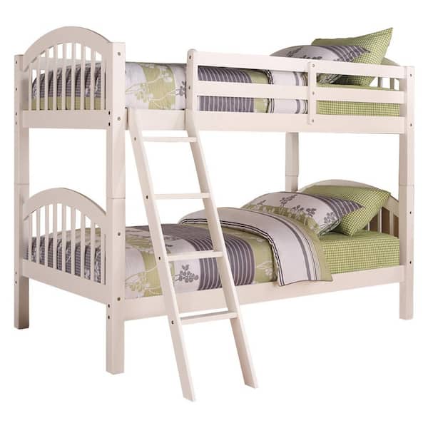 Beth White Wood Twin Over Country, Convertible Twin Bunk Beds
