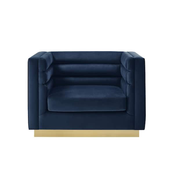 Inspired Home Annemarie Navy Club Chair Upholstered Velvet