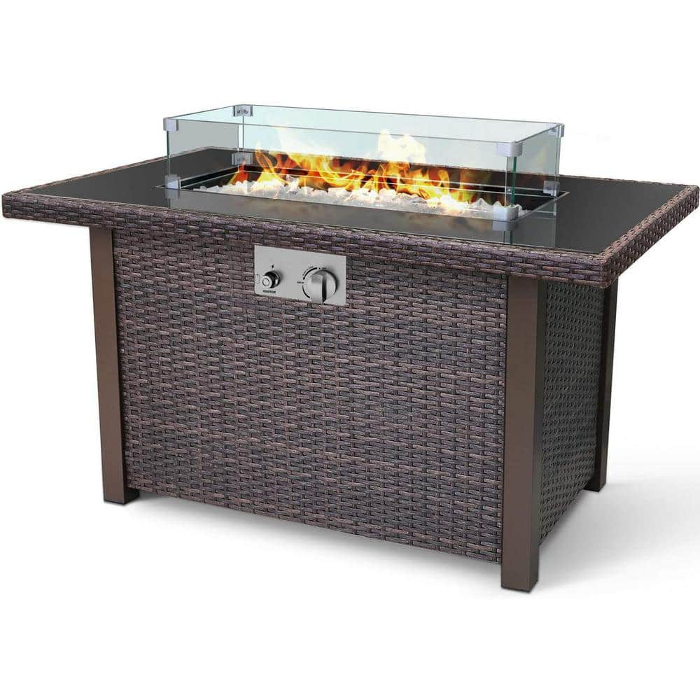 Sunneday 50,000 BTU Propane Wicker-Woven Volcano Tabletop Patio Heaters ...