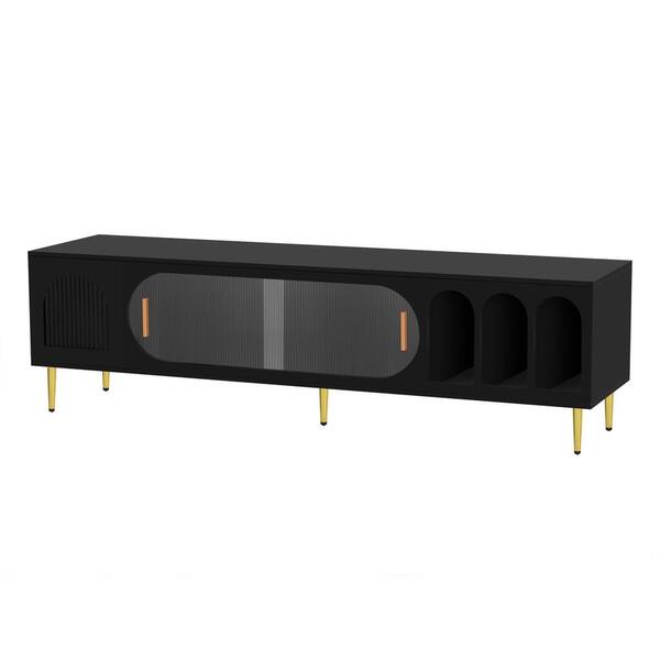 Harper & Bright Designs Modern Black TV Stand Fits TVs up to 70 to 80 ...