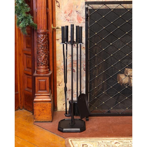 ACHLA DESIGNS 29.5 in. Tall 5-Piece Black Neoclassic Fireplace