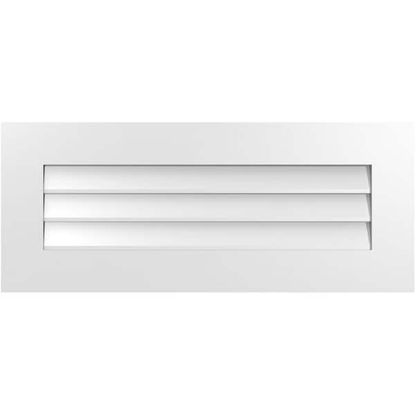 Ekena Millwork 34 in. x 14 in. Vertical Surface Mount PVC Gable Vent: Decorative with Standard Frame